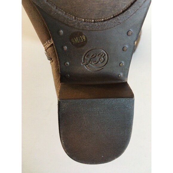 LUCKY BRAND Ankle Boots Brown Leather Basel Double Side Zip Booties Women Sz 9 - Picture 12 of 13